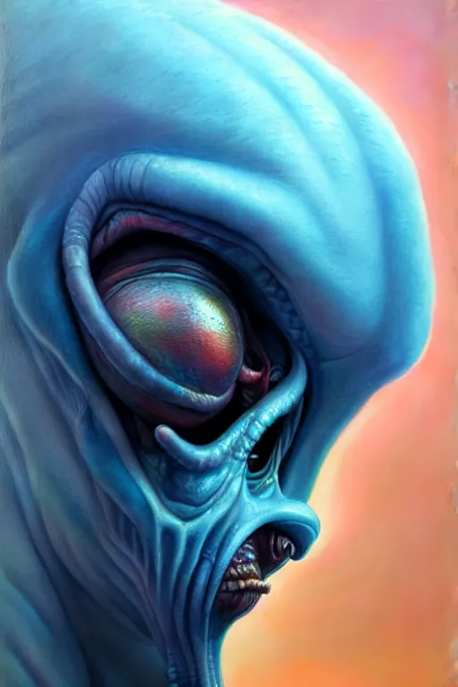 Prompt: hyperrealistic close-up pastel rococo alien! highly detailed concept art eric zener elson peter cinematic hard blue lighting high angle hd 8k sharp shallow depth of field, inspired by Zdzisław Beksiński