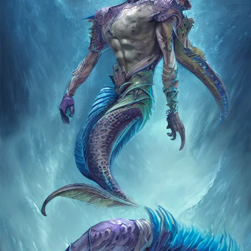 Prompt: merfolk future civilization, trending on artstation, ultra fine detailed, hyper detailed, hd, concept art, digital painting