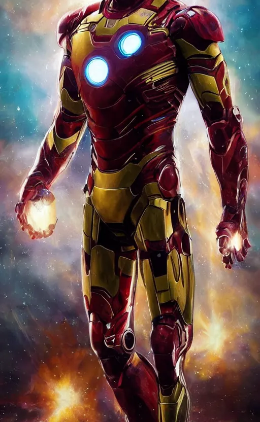 Image similar to portrait of robert sheehan as iron man from the avengers infinity war, character concept art, hyperrealistic, detailed, accurate illustration, dramatic lighting, action pose