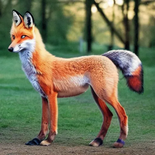 Image similar to Half-horse half-fox, species fusion, selective breeding, 🦊🐴👶