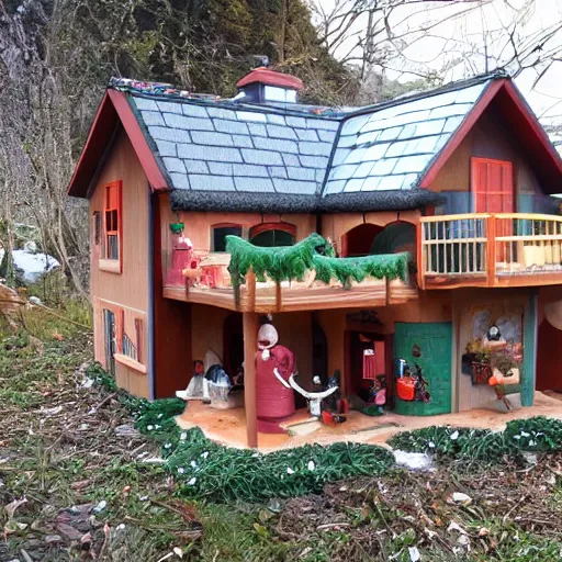 Image similar to Winter house full of toy, Studi ghibli style