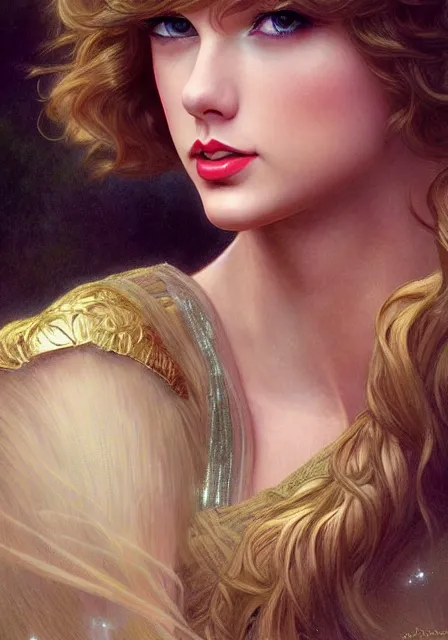 Image similar to taylor swift princess, dance, intricate, elegant, highly detailed, digital painting, artstation, concept art, smooth, sharp focus, illustration, art by artgerm and greg rutkowski and alphonse mucha and william - adolphe bouguereau