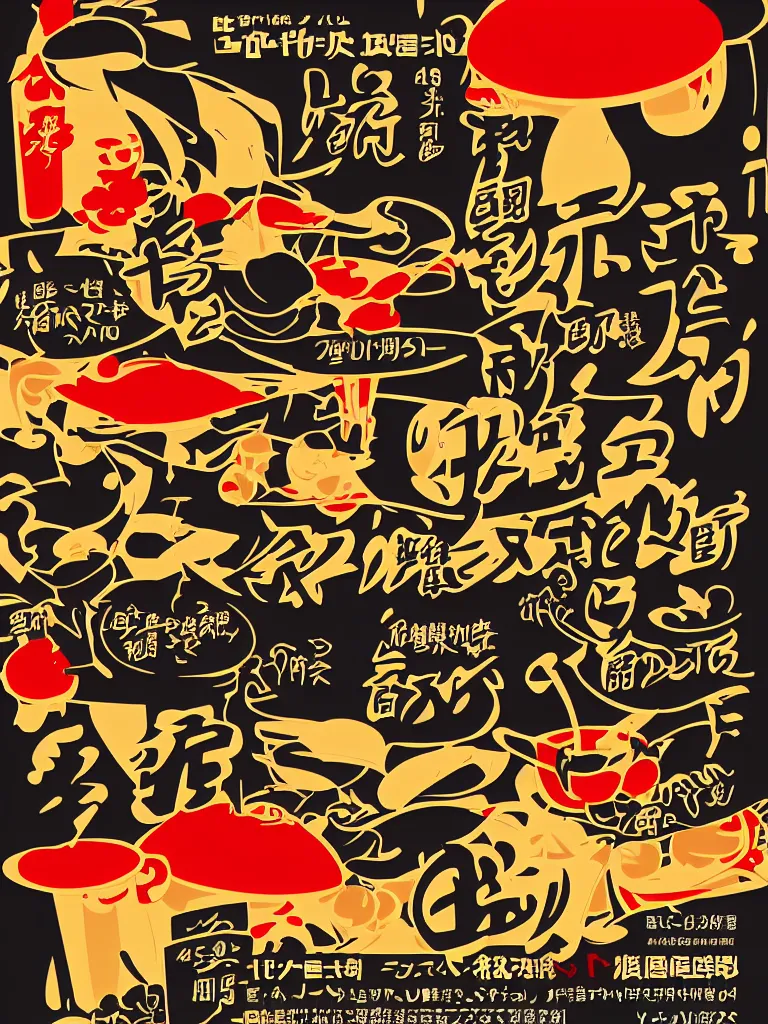 Image similar to poster advertisement for a restaurant, japanese anime graphics illustration, stylish typography