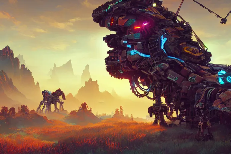 Image similar to scorcher machine mecanical creature robot of horizon forbidden west horizon zero dawn bioluminiscence global illumination ray tracing hdr fanart arstation by ian pesty and alena aenami artworks in 4 k