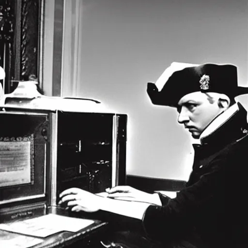 Image similar to Emperor Napoleon building a computer