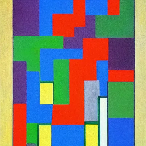 Image similar to a painting of tetris art by monet