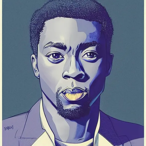 Image similar to “ chadwick boseman retro minimalist portrait by jean giraud, art of moebius, sharp, smooth face, comic, 8 k ”