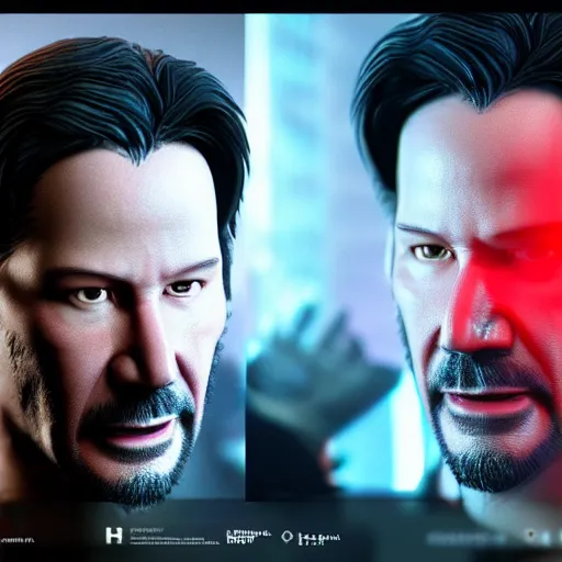 Prompt: Keanu Reeves as a super-hero, figurine, studio lighting, blender, octane render, high quality, high detailed, 8k, artstation,