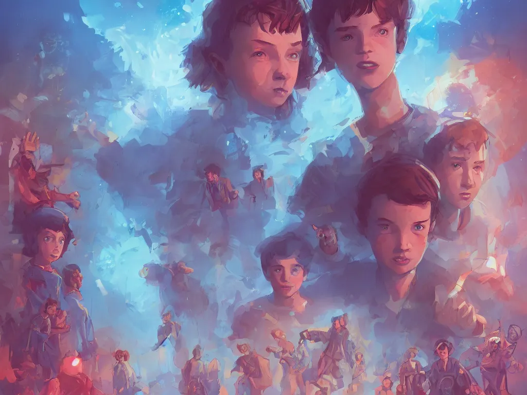 Image similar to hero world stranger things, behance hd by jesper ejsing, by rhads, makoto shinkai and lois van baarle, ilya kuvshinov, rossdraws global illumination, golden ratio, symmetrical beauty face