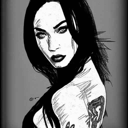 Image similar to “Megan Fox, portrait!!! Portrait based on doodles, scribbled lines, sketch by Liz Y Ahmet monochrome, concept Art, one solid line, ultra detailed portrait, 4k resolution”