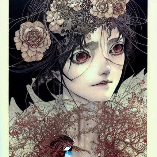 Image similar to prompt: Portrait painted in Frank frazzeta style drawn by Vania Zouravliov and Takato Yamamoto, inspired by Fables, intricate acrylic gouache painting, high detail, sharp high detail, manga and anime 2000