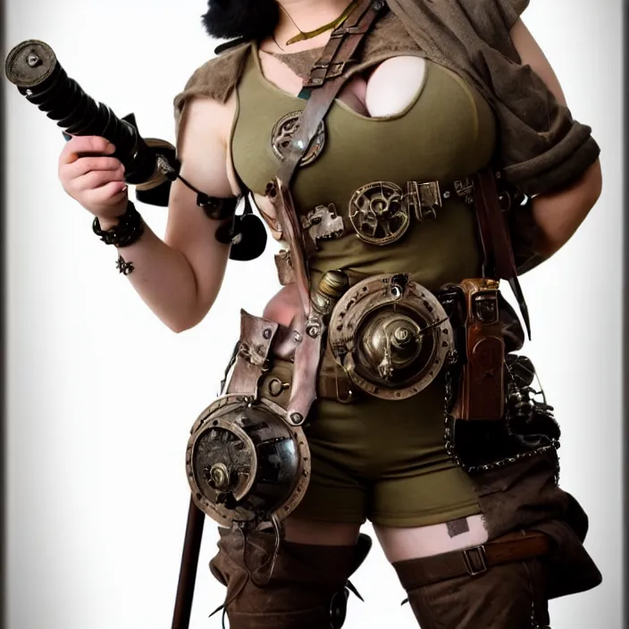 Prompt: full length photograph of a real - life very beautiful dieselpunk warrior. extremely detailed. dslr. 8 5 mm.