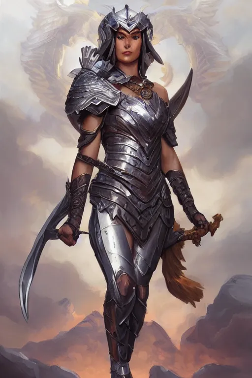 Image similar to amazon valkyrie athena, d & d, fantasy, portrait, highly detailed, headshot, digital painting, trending on artstation, concept art, sharp focus, illustration, art by artgerm and greg rutkowski and magali villeneuve