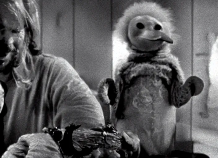 Image similar to A still of John Carpenter's The Thing featuring Pingu