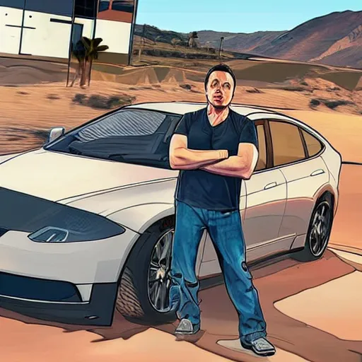 Image similar to Elon Musk GTA V art