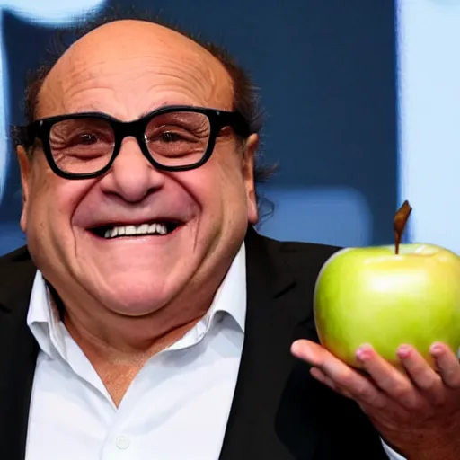 Prompt: Danny DeVito CEO of Apple Unveils Personal Chef Robot