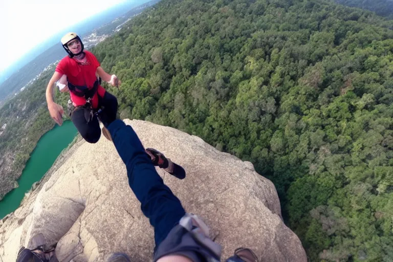 Image similar to selfie falling off a cliff high angle