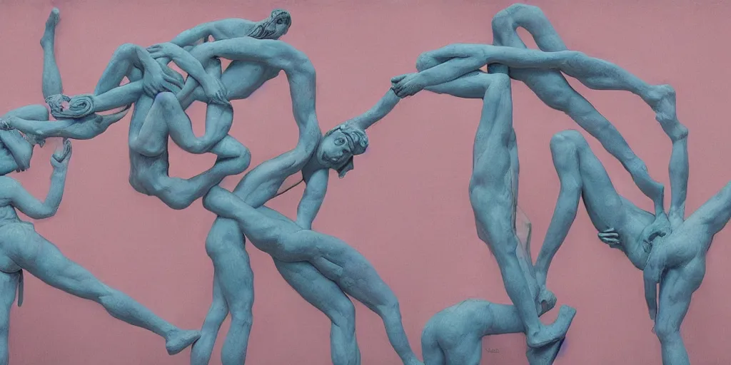 Image similar to greek sculpture of intertwined bodies painted by james jean in pastel colors, redshift, octane