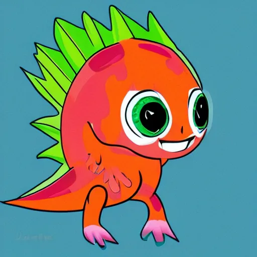 Image similar to fish dinosaur chibi style concept art