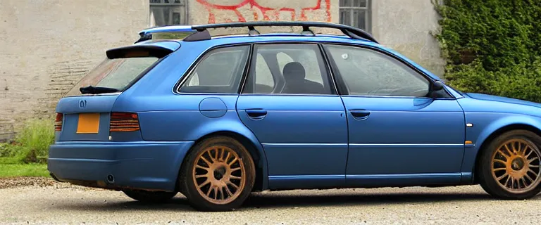 Image similar to Rusty Wrecked Denim Blue Audi A4 B6 Avant (2002), created by Barclay Shaw