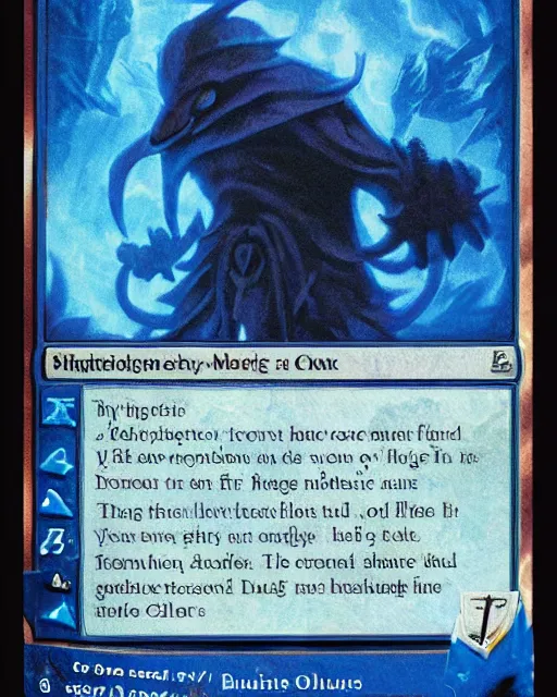 Image similar to magic the gathering blue creature card