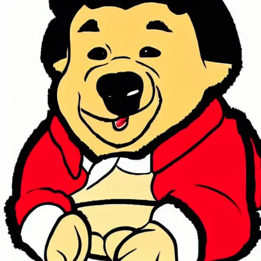 Image similar to The face of Xi Jinping drawn like the face of Winnie the Pooh, cartoon