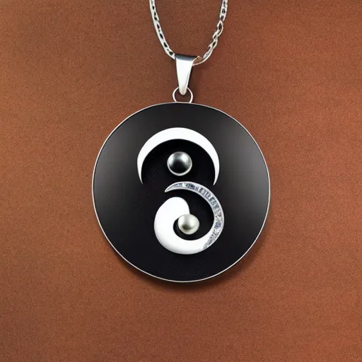 Prompt: a yinyang necklace, realistic, 4 k