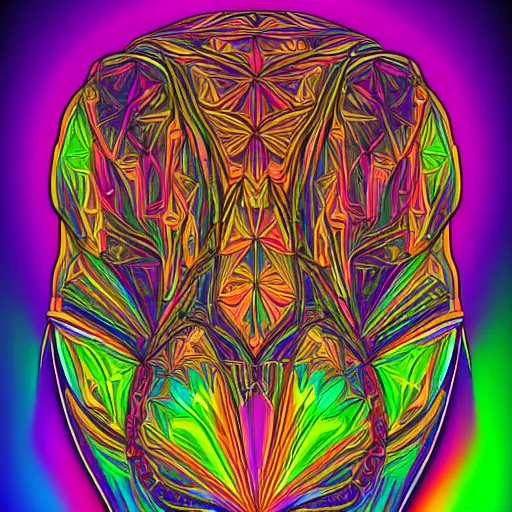 Image similar to a psychedelic neon technicolor portrait illustration of a mouse in geometric kaleidoscopic colors trending on artstation 4 k intricate extremely detailed digital art