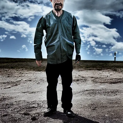 Image similar to Hideo Kojima as Walter White, matte paint, portrait, very coherent, airbrush