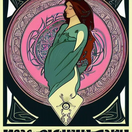 Prompt: “Art Nouveau poster of dolphin in style of Alphonse Mucha, 8k”