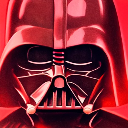 Prompt: darth vader in a dark room with red reflecting in eyes, face close up, realistic, highly detailed