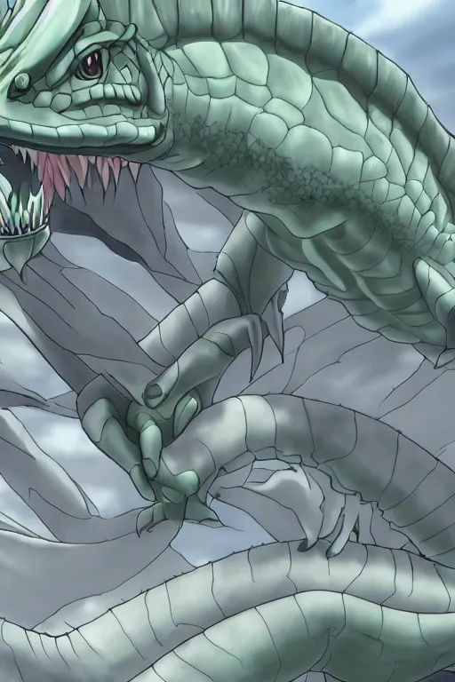 Image similar to lizardman, gray scales, anime, hd,