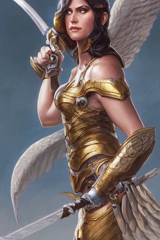 Image similar to amazon valkyrie athena, d & d, fantasy, portrait, highly detailed, headshot, digital painting, trending on artstation, concept art, sharp focus, illustration, art by artgerm and greg rutkowski and magali villeneuve