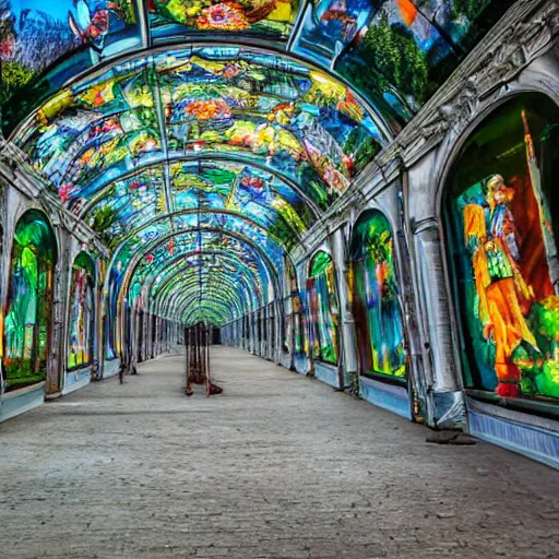 Image similar to hall of mirrors, outdoor art installation, colour hd photography