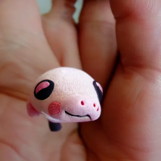Prompt: a miniature chibi slowpoke ( pokemon ) that fits in the palm of your hand