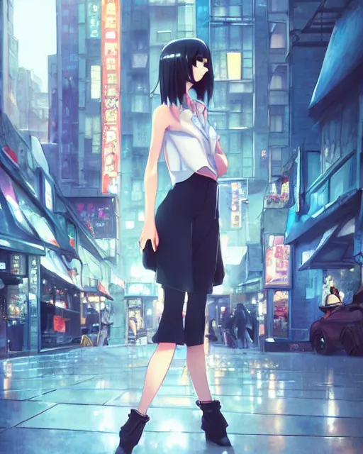 anime visual of a girl with short hair, dark atmosph