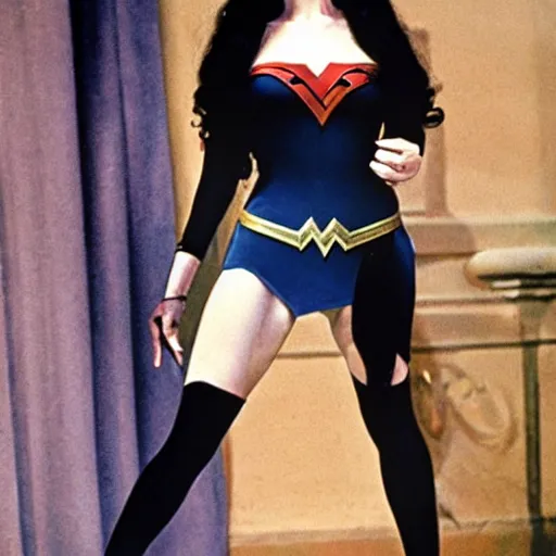 Prompt: Morticia Addams as Wonder woman