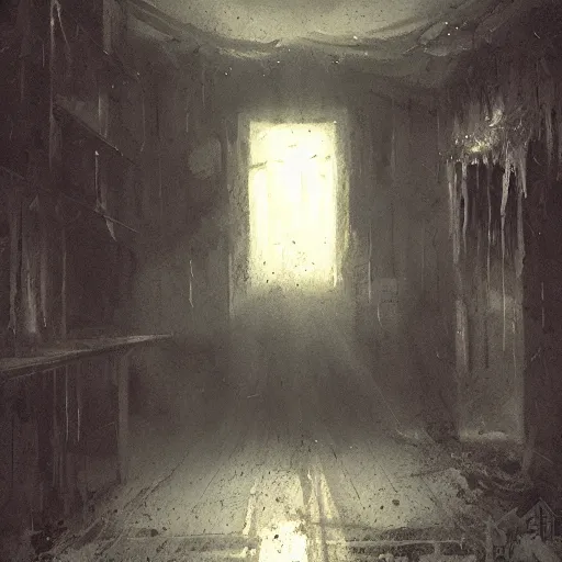 Image similar to interior of a haunted house at night, horror, by greg rutkowski