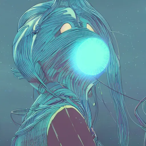 Prompt: zoom of inspiring cyan spirit pet speaking inspiring speach, fantasy, by inio asano, beeple and james jean, aya takano color style, 4 k, super detailed, night sky, digital art, digital painting, celestial, majestic, colorful