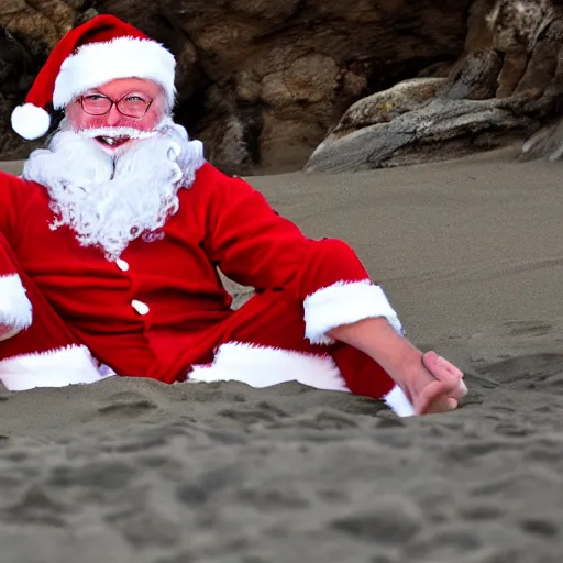 Image similar to santaclous enjoy on the beach