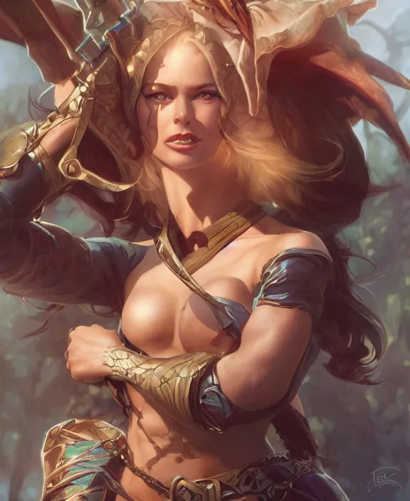 Image similar to elf woman pirate, realistic portrait, highly detailed, digital painting, artstation, concept art, smooth, sharp focus, illustration, cinematic lighting, art by artgerm and greg rutkowski and alphonse mucha and boris vallejo and frank frazetta