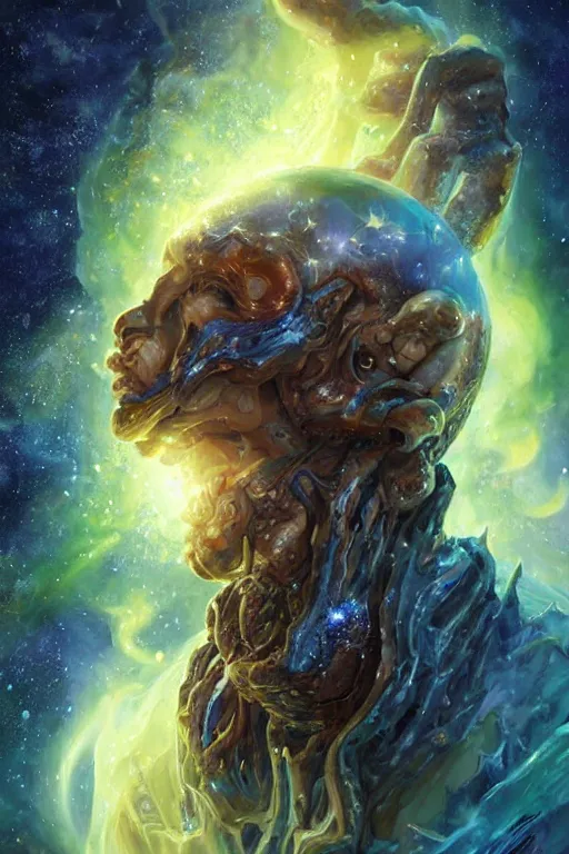 Image similar to beautiful oil painting with high detail of a wise Space ent((((Melting))))) made of stars and plasma, hybrid from dungeons and dragons and art direction by James Cameron ;by artgerm; wayne reynolds art station; cinematic quality character render; low angle; ultra high quality model; production quality cinema model