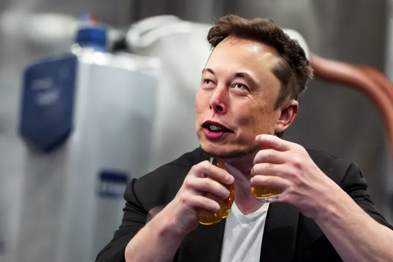 Prompt: elon musk drinking acid