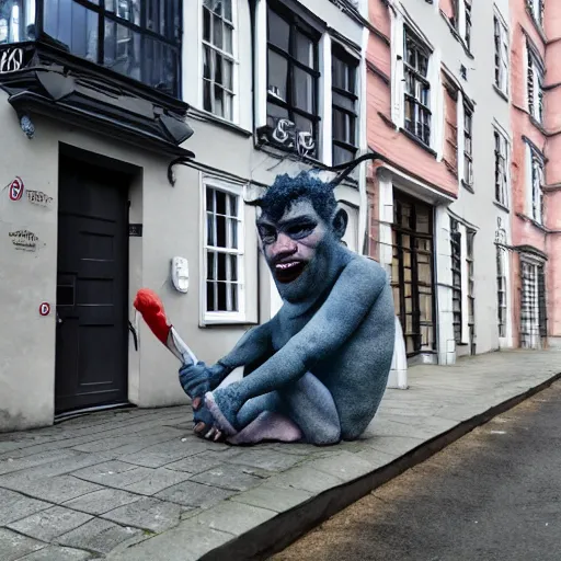 Image similar to Norwegian troll hanging out in Oslo street