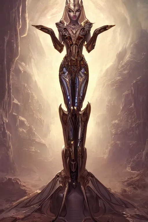 Image similar to portrait of a beautiful female hybrid cybernetic atlantean anubis elsa jean alien warrior, regal, realistic, refined, detailed, digital art, jessica rossier, michael cheval, esao andrews, steampunk, walt disney ( 1 9 3 7 ), francois boucher, oil painting, highly detailed, cinematic lighting, unreal engine, 8 k, hd