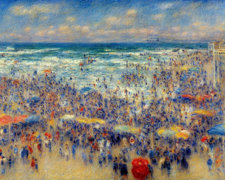 Prompt: the santa monica pier by renoir.