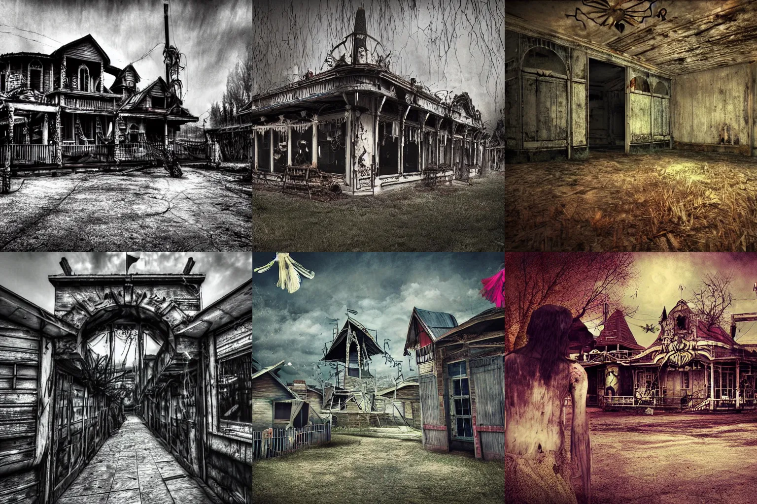 Prompt: abandon carnival, creepy, haunted looking, photorealistic