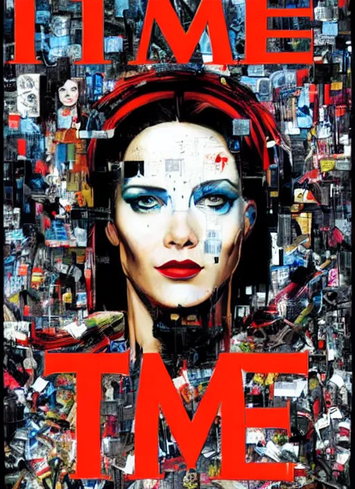 Prompt: TIME magazine cover, the coming AI singularity, by Chevrier