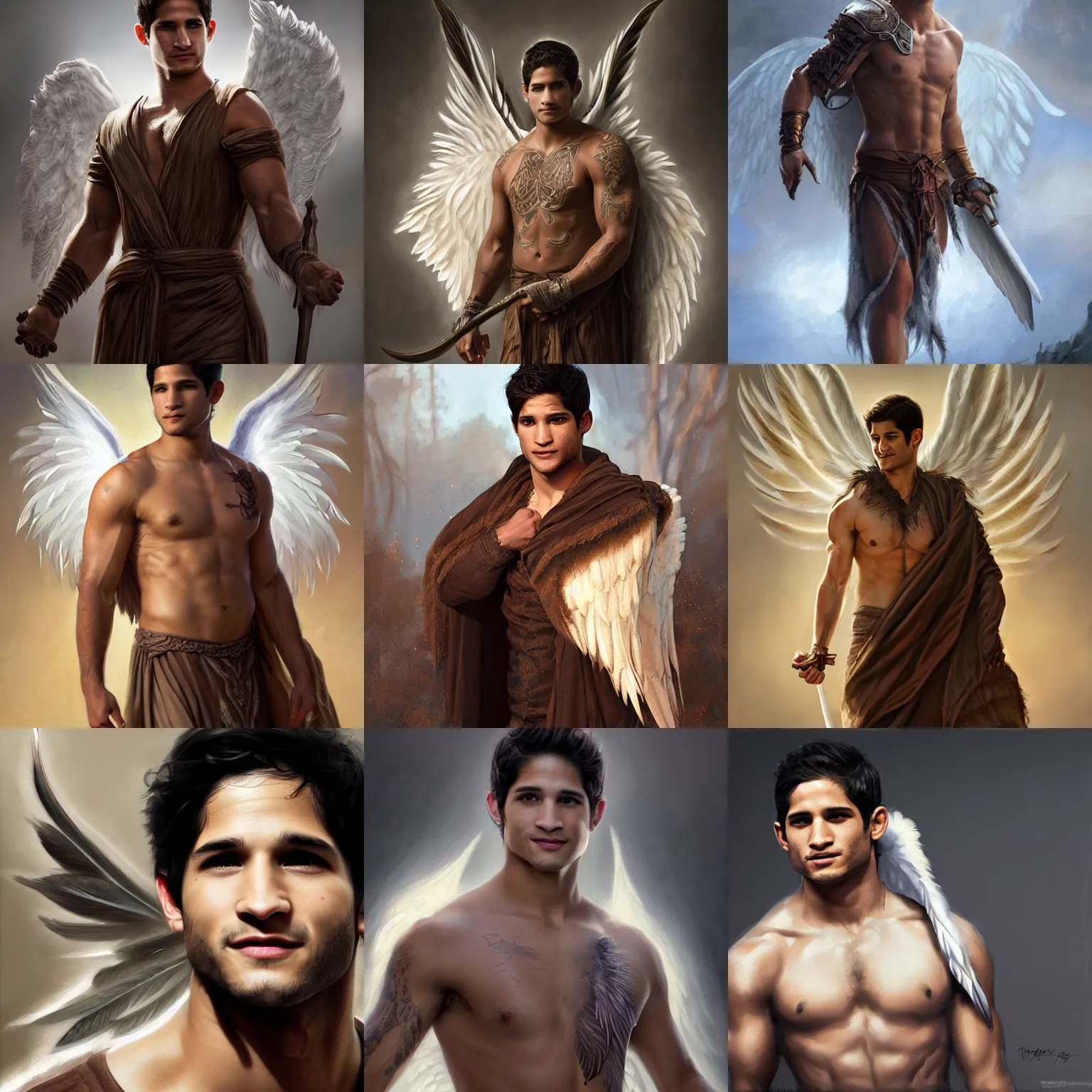 Prompt: tyler posey as an angel. brown feathers. long robes. digital painting, detailed, 8 k, trending on artstation, smooth, sharp focus artwork by mark arian, artgerm, mark keathley, greg rutkowski