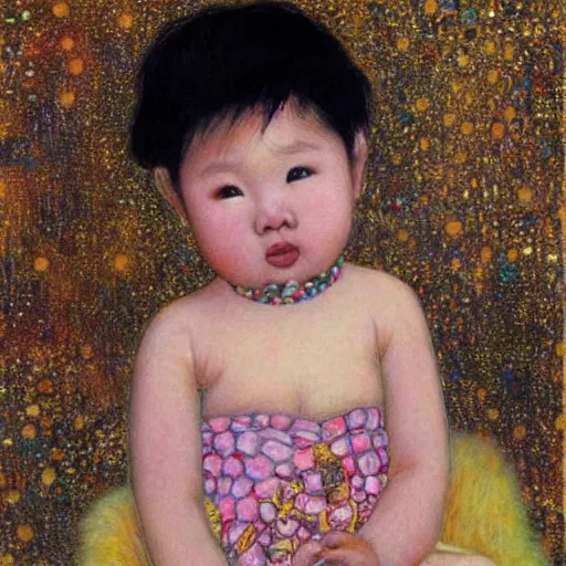 Image similar to asian baby girl, art by Klimt